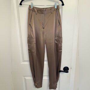 Women’s Babaton beige satin trouser cargo pants. Size 00. Only worn once